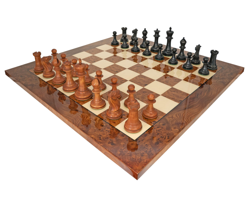 Ensemble d'Échecs de Luxe Reproduction 1849 en Ébène et en Bruyère