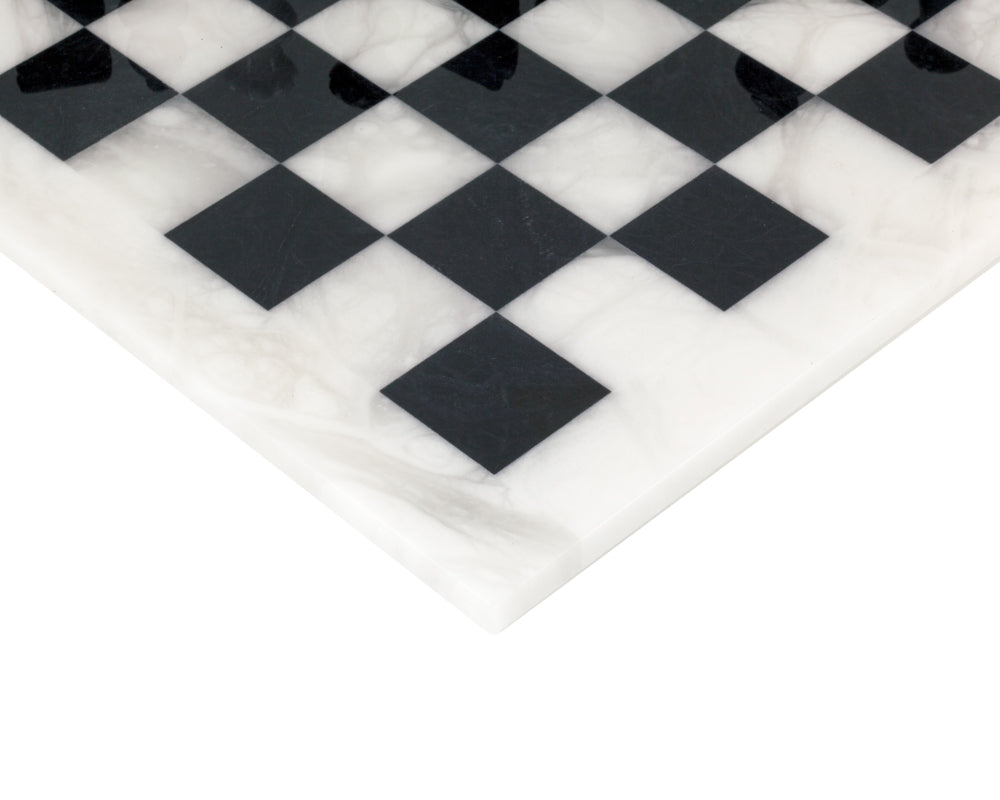 Jeu d'échecs en albâtre noir et blanc 14.5 Inches