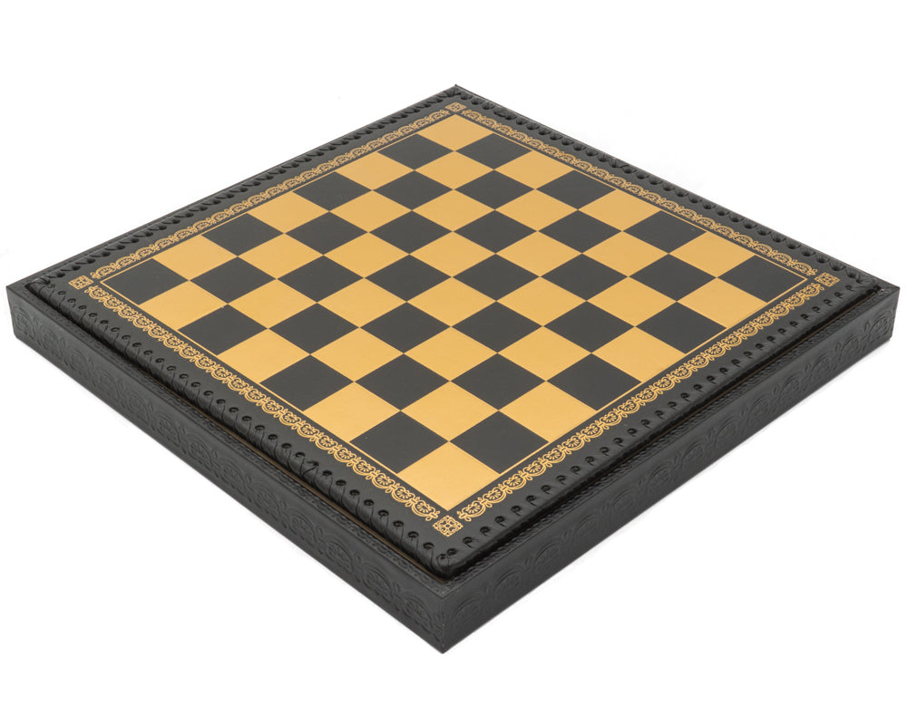 Le cabinet d'échecs italien Nero 13.75 pouces avec couvercle amovible, plateau de backgammon, dés et dames