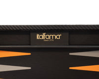 Italfama — Jeu de backgammon pliant en similicuir noir et orange