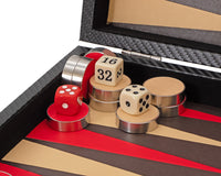 Jeu de Backgammon Pliable en Similicuir Noir et Rouge par Italfama