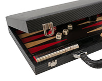 Jeu de Backgammon Pliable en Similicuir Noir et Rouge par Italfama