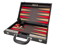 Jeu de Backgammon Pliable en Similicuir Noir et Rouge par Italfama