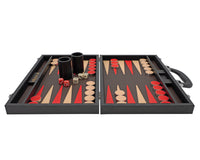 Jeu de Backgammon Pliable en Similicuir Noir et Rouge par Italfama
