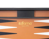 Ensemble de backgammon pliable Italfama en similicuir noir et beige