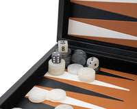 Ensemble de backgammon pliable Italfama en similicuir noir et beige