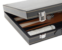 Ensemble de backgammon pliable Italfama en similicuir noir et beige