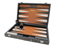 Ensemble de backgammon pliable Italfama en similicuir noir et beige