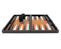 Ensemble de backgammon pliable Italfama en similicuir noir et beige