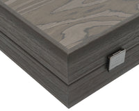 Manopoulos — Jeu de backgammon de luxe en ébène et chêne gris, avec gobelets de backgammon en vinyle de luxe