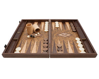 Le Coffret de Backgammon de Luxe Manopoulos en Loupe de Noyer et Wengé avec Gobelets de Luxe