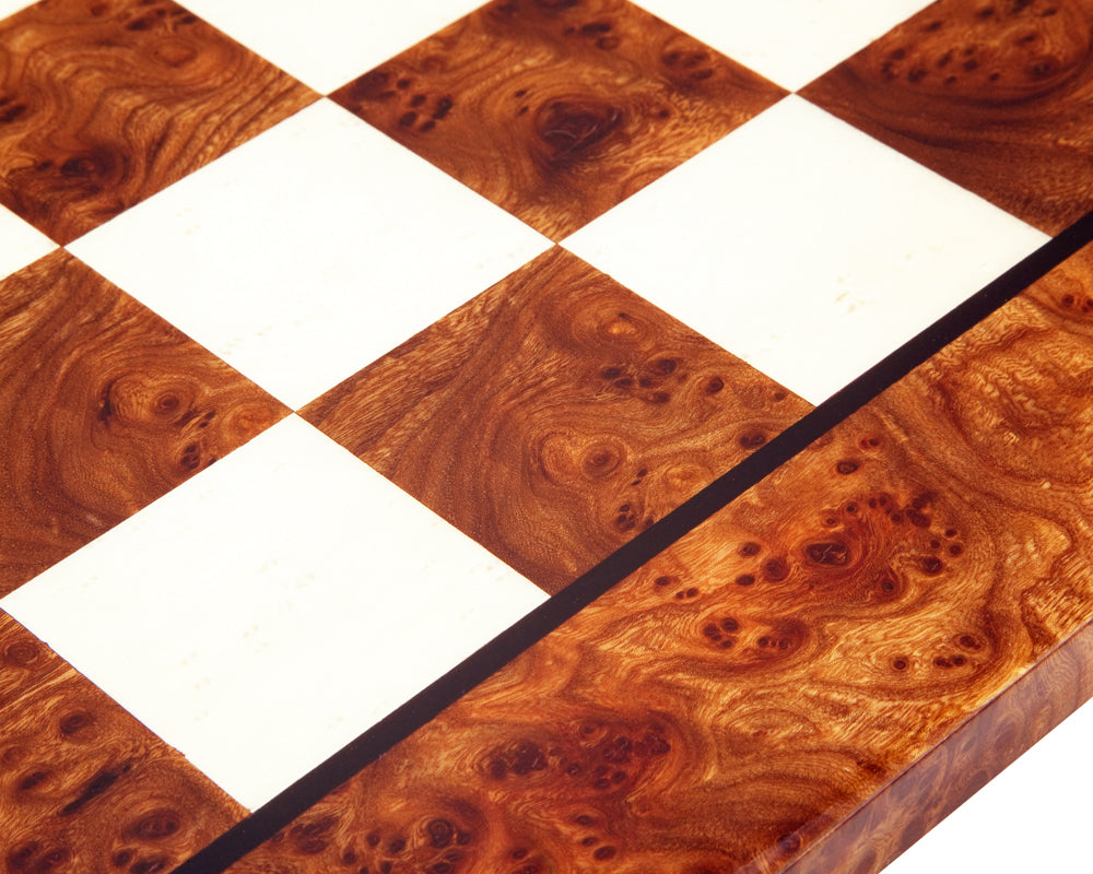 23.6 Inch Briarwood and Elmwood Luxury Chess Board (Échiquier de luxe en bois de Briar et d'Elmwood)