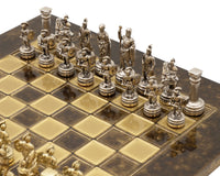 Manopoulos Jeu d’échecs en métal Armée gréco-romaine avec coffret de rangement en bois pour pièces d’échecs - Petit