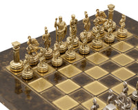 Manopoulos Jeu d’échecs en métal Armée gréco-romaine avec coffret de rangement en bois pour pièces d’échecs - Petit