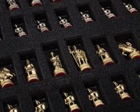 Manopoulos Jeu d’échecs en métal Armée gréco-romaine avec coffret de rangement en bois pour pièces d’échecs - Petit