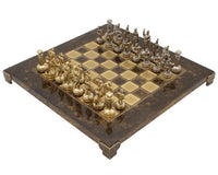 Manopoulos Jeu d’échecs en métal Armée gréco-romaine avec coffret de rangement en bois pour pièces d’échecs - Petit