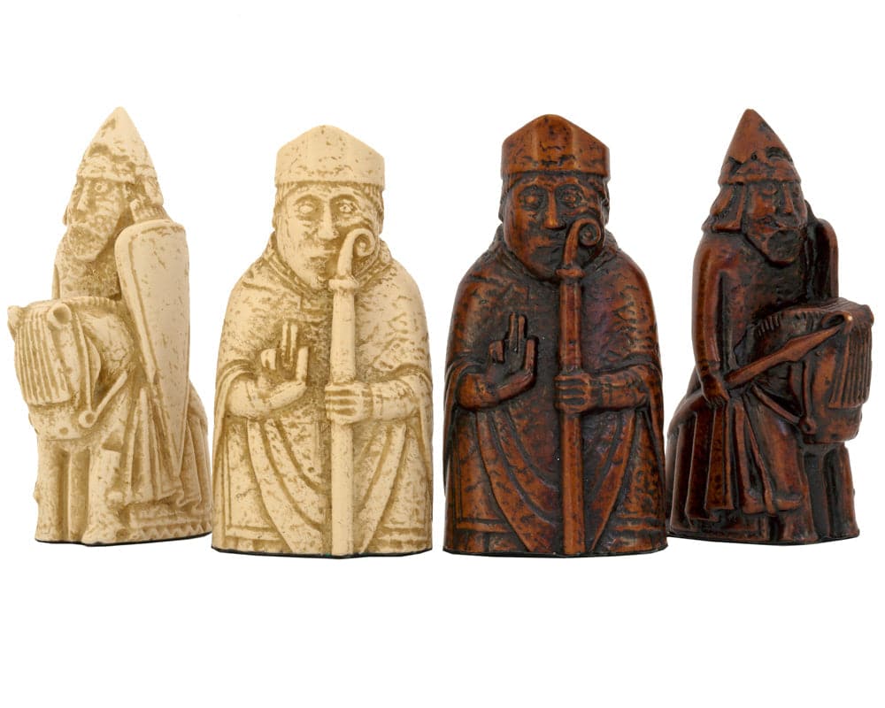 Isle of Lewis Chessmen pieces from National Museums Scotland, finely crafted with intricate details for a 3.25" king height chess set.