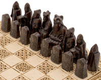 Jeu d'échecs celtique compact « Île de Lewis » 22,9 cm, couleur ivoire