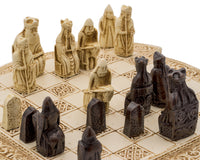 Jeu d'échecs celtique compact « Île de Lewis » 22,9 cm, couleur ivoire