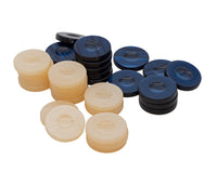 Pions de backgammon de luxe bleu et ivoire 36 mm
