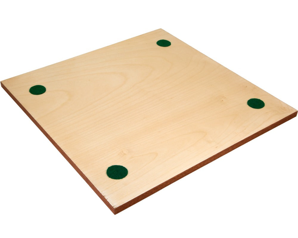 Underside of 16 Inch Inlaid Wooden Chess Board with Green Felt Pads for Stability