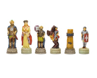 Hand painted Romans vs Arabs themed chess pieces by Italfama with a 3.25 inch king, ideal for a 16 inch board. Exquisite craftsmanship.