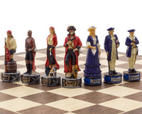 Pièces d’échecs à thème Pirates vs Marine, peintes à la main par Italfama