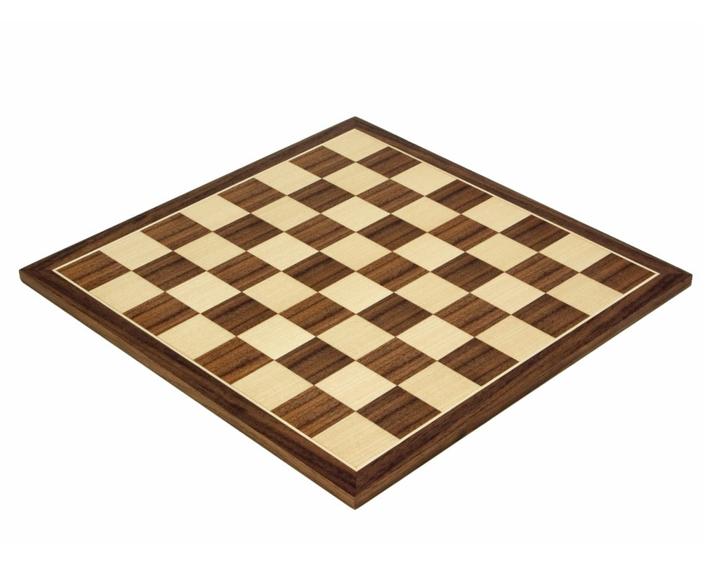 12.5 Inch Walnut and Maple Chess Board with 1.35 inch squares. High quality, beautifully crafted in Spain by Rechapados Ferrer S.A.