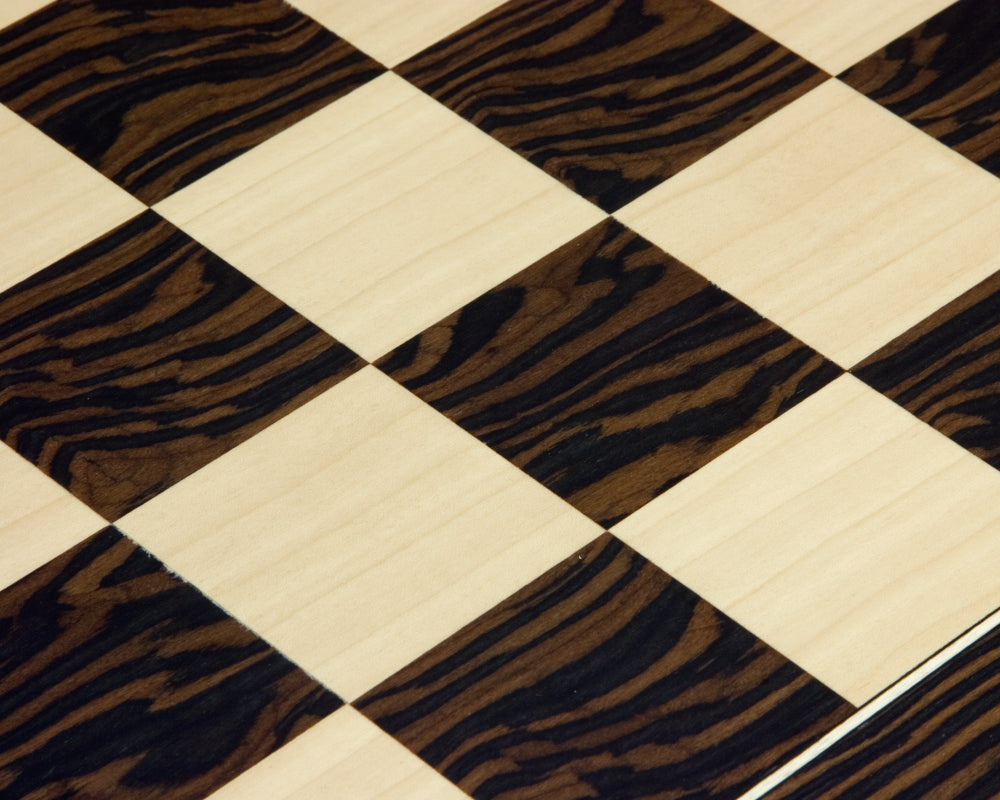 21.7 Inch Tiger Ebony and Maple Deluxe Chess Board with Tiger Stripe Design and 2.17 Inch Playing Squares