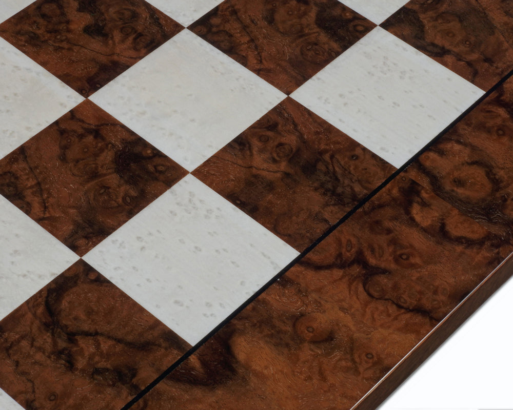 23.6 inch Dark Walnut Burl Luxury Italian Chess Board (échiquier italien de luxe)