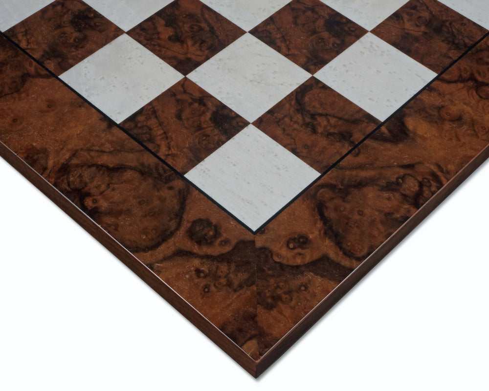 23.6 inch Dark Walnut Burl Luxury Italian Chess Board (échiquier italien de luxe)