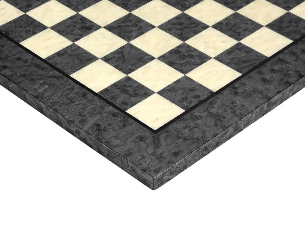 16.75 Inch Dark Grey Erable and Elm Wood Luxury Chess Board with High Gloss Lacquer Finish and 1.6 Inch Playing Squares