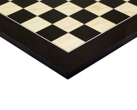 19.7 Inch Lacquered Black Anegre and Maple Deluxe Chess Board, high gloss finish, 1.9 inch squares, crafted in Spain for Regency Chess Company.