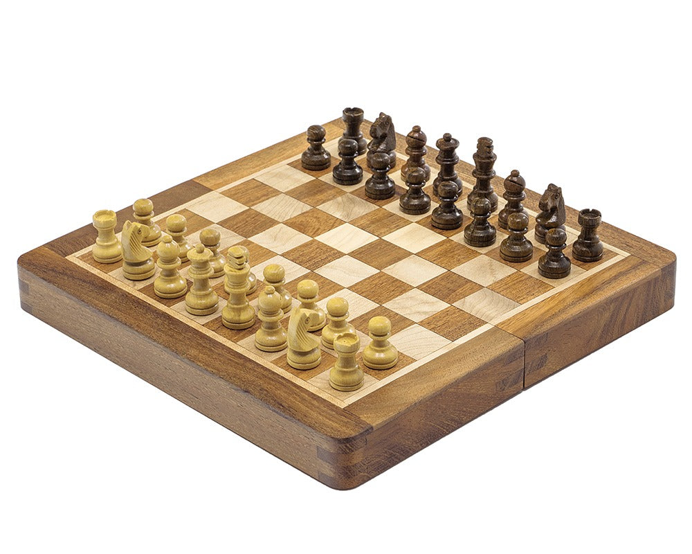 Jeu d'échecs pliant de luxe en bois dur - magnétique