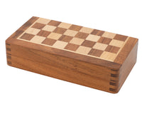 Ensemble d'Échecs de Voyage Deluxe Pliable en Bois Massif 19 cm - Magnétique