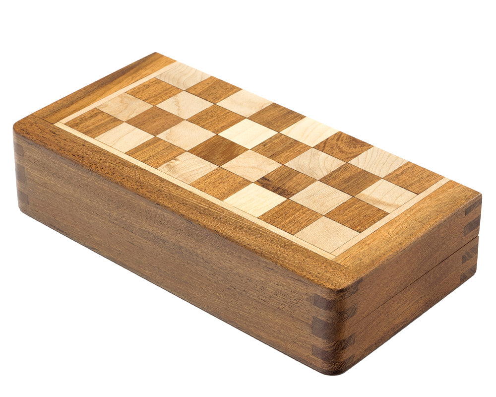 Jeu d'échecs pliant de luxe en bois dur - magnétique