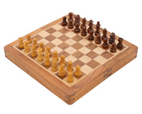 Ensemble d'Échecs de Voyage Deluxe Pliable en Bois Massif 19 cm - Magnétique