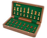 Jeu d’échecs de voyage pliable et magnétique en bois noble de luxe 25 cm