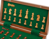 Jeu d’échecs de voyage pliable et magnétique en bois noble de luxe 25 cm