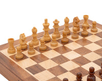 Jeu d’échecs de voyage pliable et magnétique en bois noble de luxe 25 cm