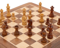 Jeu d’échecs de voyage pliable et magnétique en bois noble de luxe 25 cm
