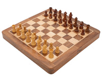 Jeu d’échecs de voyage pliable et magnétique en bois noble de luxe 25 cm