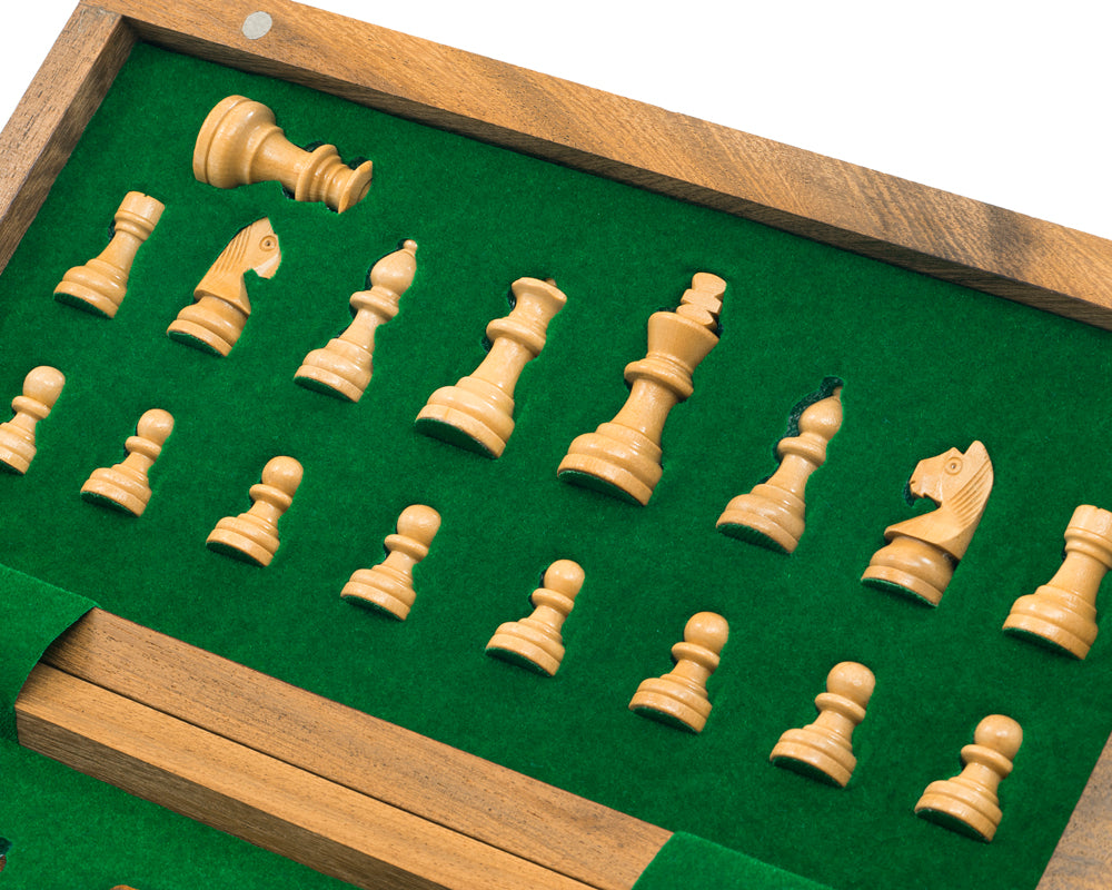 Jeu d'échecs magnétique de luxe en bois dur pliant de voyage 10 pouces