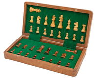 Jeu d’échecs de voyage pliant, magnétique, en bois massif — 30 cm, de luxe
