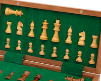 Jeu d’échecs de voyage pliant, magnétique, en bois massif — 30 cm, de luxe