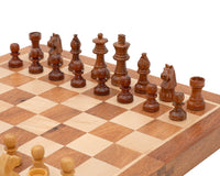 Jeu d’échecs de voyage pliant, magnétique, en bois massif — 30 cm, de luxe