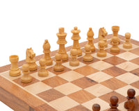Jeu d’échecs de voyage pliant, magnétique, en bois massif — 30 cm, de luxe