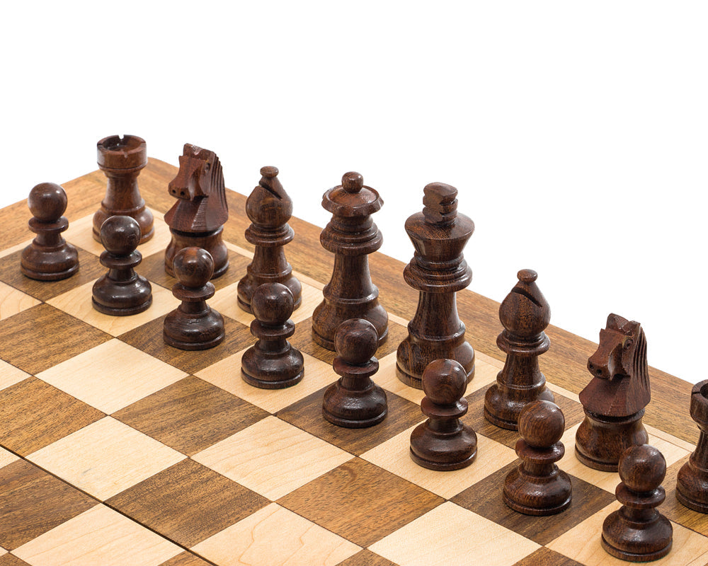 Jeu d'échecs de luxe en bois dur pliant de voyage 12 pouces - magnétique