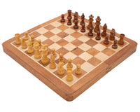 Jeu d’échecs de voyage pliant, magnétique, en bois massif — 30 cm, de luxe