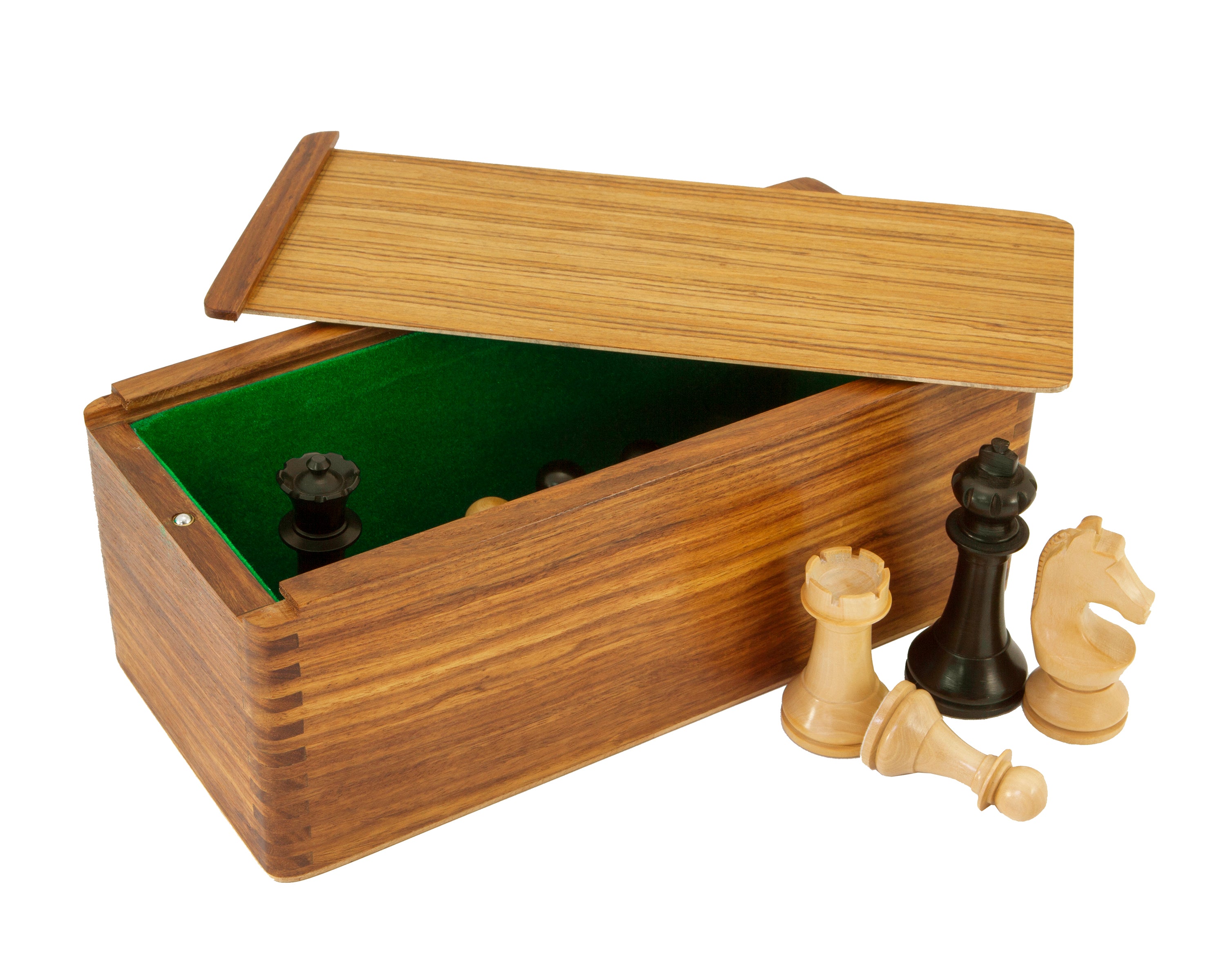 Coffret de rangement pour pièces d’échecs en sheesham de 28 cm avec couvercle coulissant
